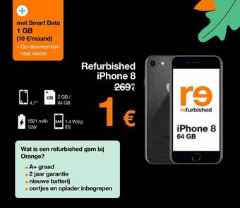 Orange Refurbished iphone 8 aanbieding