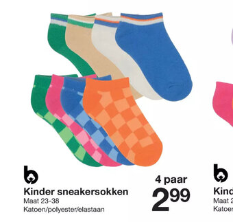 Zeeman Kinder Sneakersokken Maat 23-38 4Paar aanbieding