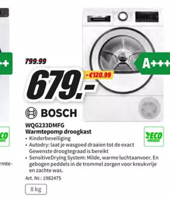 MediaMarkt Bosch WQG233DMFG Warmtepomp Droogkast aanbieding