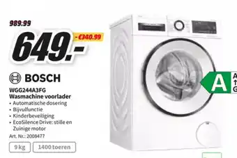 MediaMarkt Bosch WGG244A3FG Wasmachine Voorlader aanbieding