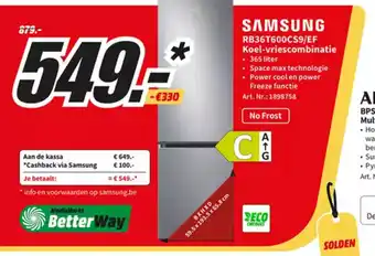 MediaMarkt Samsung RB36T600CS9/EF Koel-Vriescombinatie aanbieding