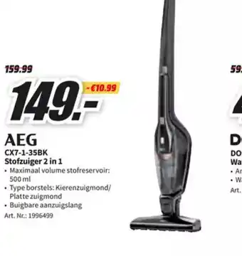 MediaMarkt AEG CX7-135BK Stofzuiger 2 in 1 aanbieding