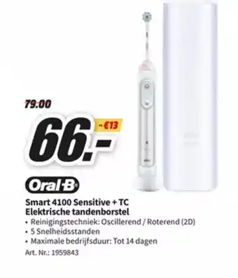 MediaMarkt Oral-B Smart 4100 Sensitive +TC Electrische Tandenborstel aanbieding