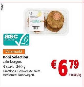 Colruyt Boni selection zalmburgers aanbieding