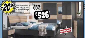Budget Meubelen Schuifdeurkast + bed 160 x 200 + 2 nachtkastjes aanbieding