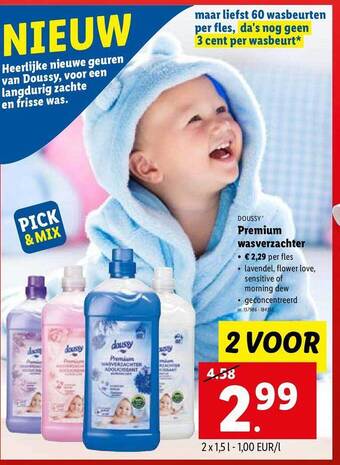 Lidl Doussy premium wasverzachter aanbieding