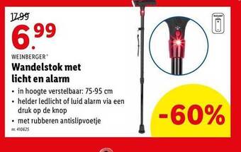 Weinberger wandelstok met licht en alarm