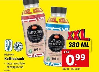 Lidl Milbona koffiedrank aanbieding