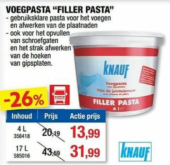 Hubo Voegpasta filler pasta aanbieding