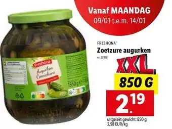 Lidl Freshona zoetzure augurken aanbieding