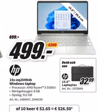 MediaMarkt hP 15s-eq2049nb Windows-Laptop aanbieding