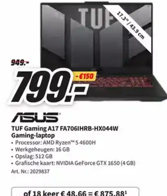 MediaMarkt Asus TUF Gaming A17 FA706IHRB-HX044W Gaming Laptop aanbieding