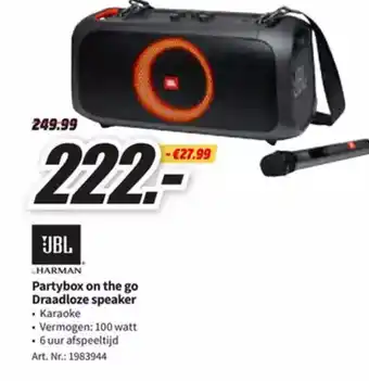 MediaMarkt Jbl Partybox on the Go Draadloze Speaker aanbieding