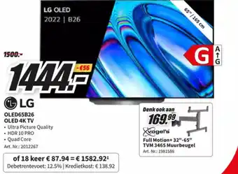 MediaMarkt LG OLED65B26 OLED 4K TV aanbieding