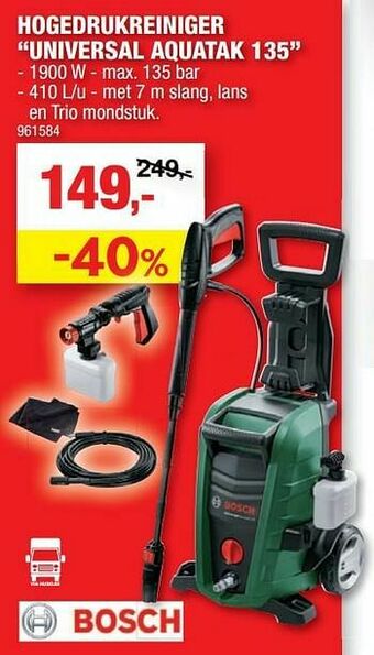 Hubo Bosch hogedrukreiniger universal aquatak 135 aanbieding
