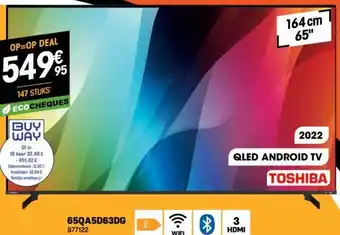 Electro Depot Toshiba QLED Android TV 2022 65" 65QA5D63DG aanbieding