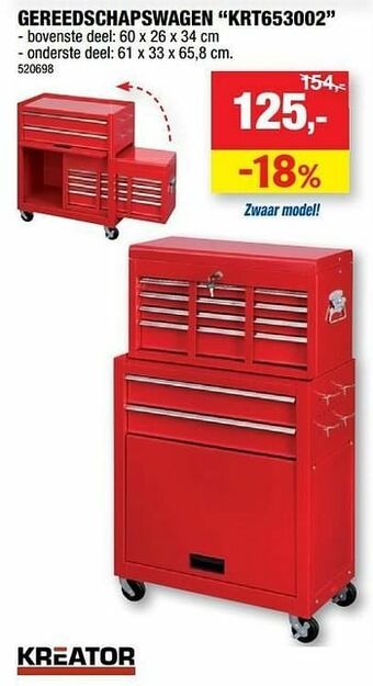 Hubo Gereedschapswagen krt653002 aanbieding