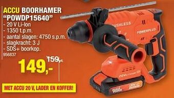 Hubo Powerplus accu boorhamer powdp15640 aanbieding
