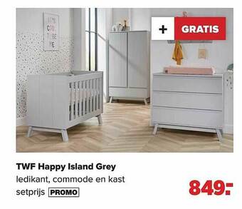 Twf Happy Island Grey Ledikant, Commode En Kast
