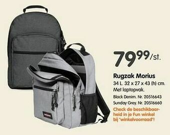 Rugzak morius black denim