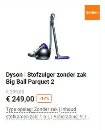 Krëfel Dyson Stofzuiger zonder zak Big Ball Parquet 2 aanbieding