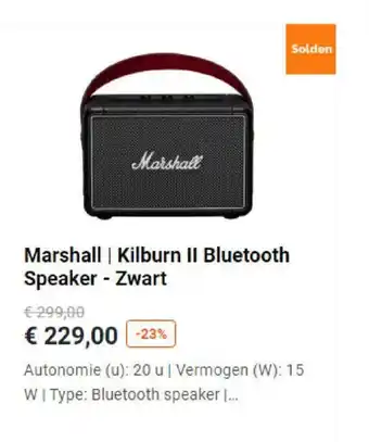 Marshall Kilburn II Bluetooth Speaker Zwart