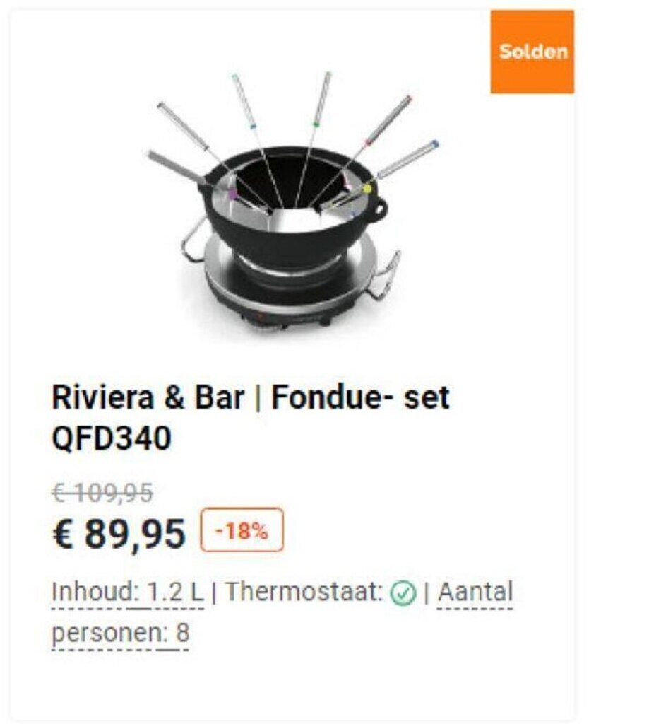 Riviera & Bar Fondueset QFD340 promotie bij Krëfel