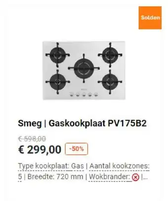 Krëfel Smeg Gaskookplaat PV175B2 aanbieding