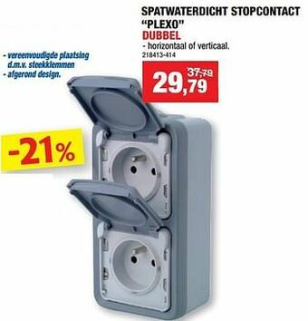 Hubo Spatwaterdicht stopcontact plexo dubbel aanbieding