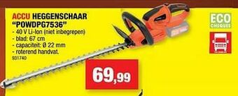 Hubo Powerplus accu heggenschaar powdpg7536 aanbieding
