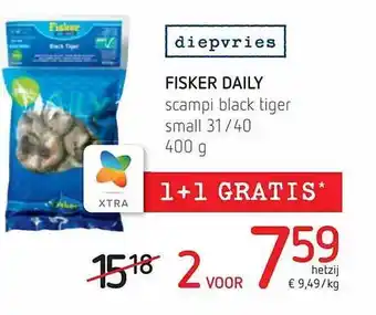 Spar Colruyt Fisker daily scampi black tiger aanbieding