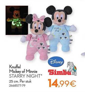 Cora Knuffel mickey of minnie aanbieding