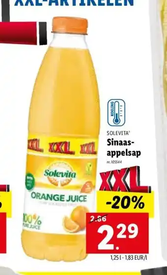 Lidl Solevita Sinaasappelsap 1,25 l aanbieding