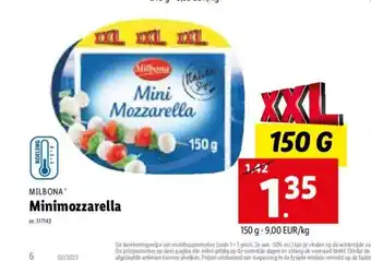 Lidl Milbona Minimozzarella 150 g aanbieding