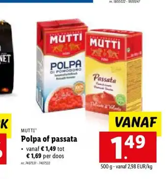 Lidl Mutti Polpa of passata 500 g aanbieding