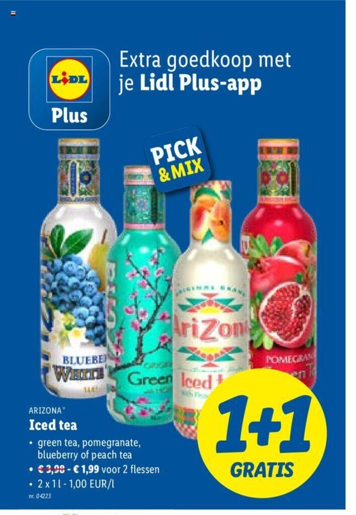 Arizona Iced tea 2 x 1 l promotie bij Lidl