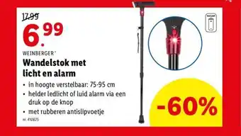 Lidl Weinberger Wandelstok met licht en alarm aanbieding