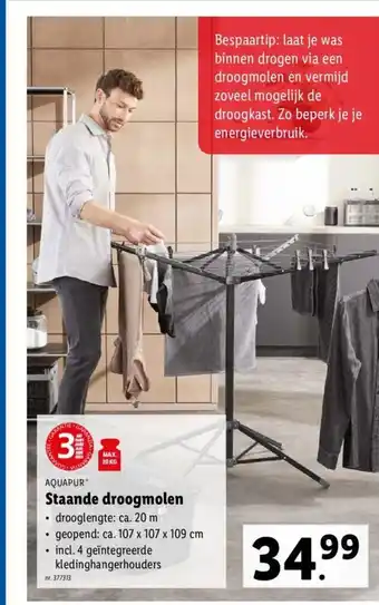 Lidl Aquapur Staande droogmolen 107 x 107 x 109 cm aanbieding