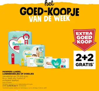 Jumbo Pampers Luiers, Luierbroekjes of Doekjes 15-208 stuks. 2+2 gratis aanbieding