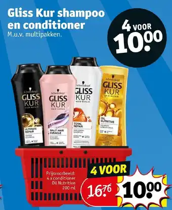 Kruidvat Gliss kur shampoo en conditioner 4pcs aanbieding