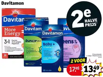 Kruidvat Davitamon 2 x baby + vitamine D olie 25ml aanbieding