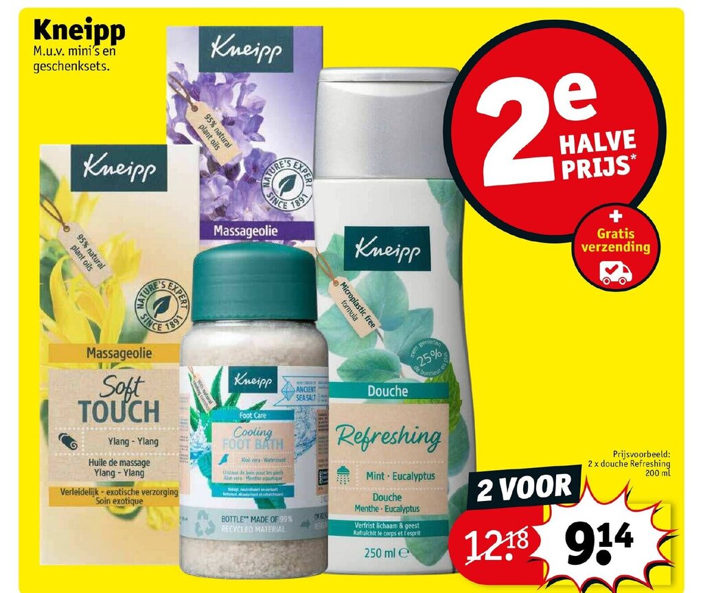 Kneipp douche refreshing 2 x 200ml promotie bij Kruidvat