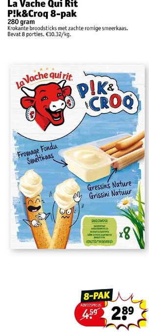 Kruidvat La Vache Qui Rit P!k&Croq 8-Pak 280 gram aanbieding