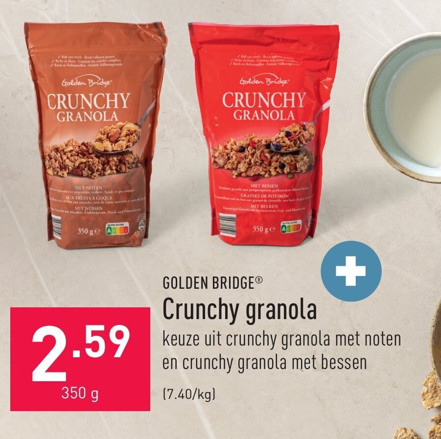 Golden bridge crunchy granola 350g promotie bij ALDI