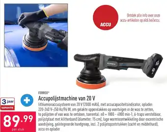 ALDI Ferrex accupolijstmachine van 20V aanbieding