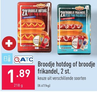 ALDI Broodje hotdog of broodje frikandel 2 st 218g aanbieding