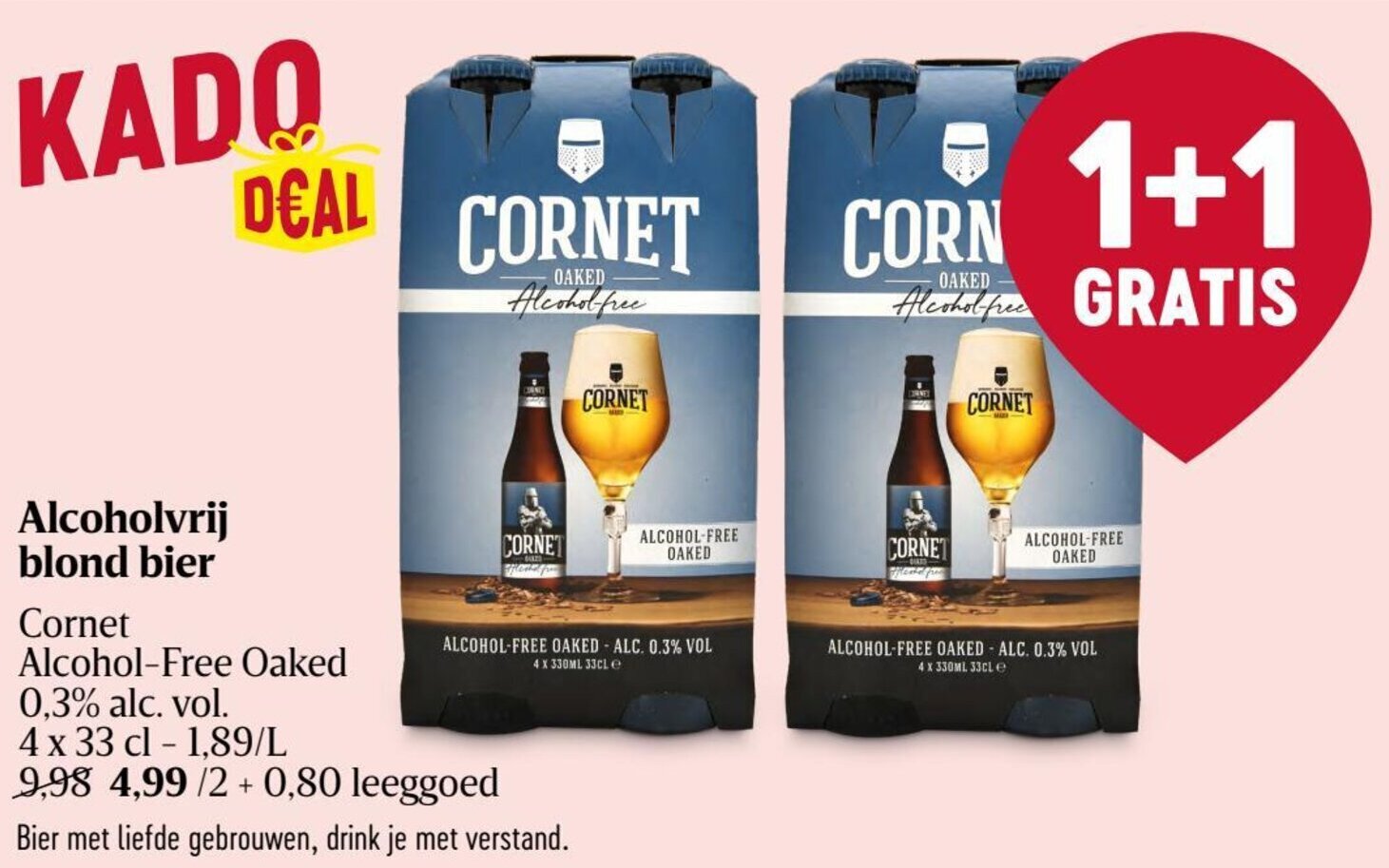 Alcoholvrij Blond Bier 1+1 Gratis promotie bij Delhaize