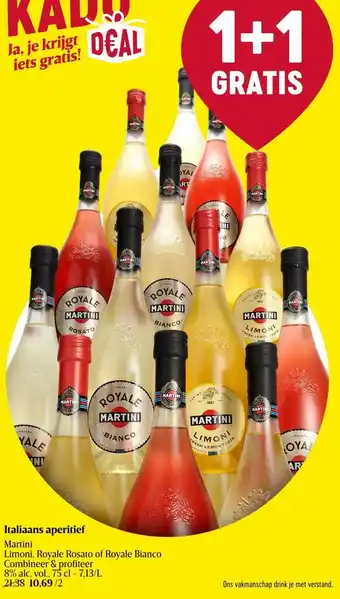 Delhaize Martini Italiaans Aperitief Limoni , Royale , Rosato of Royale Bianco aanbieding