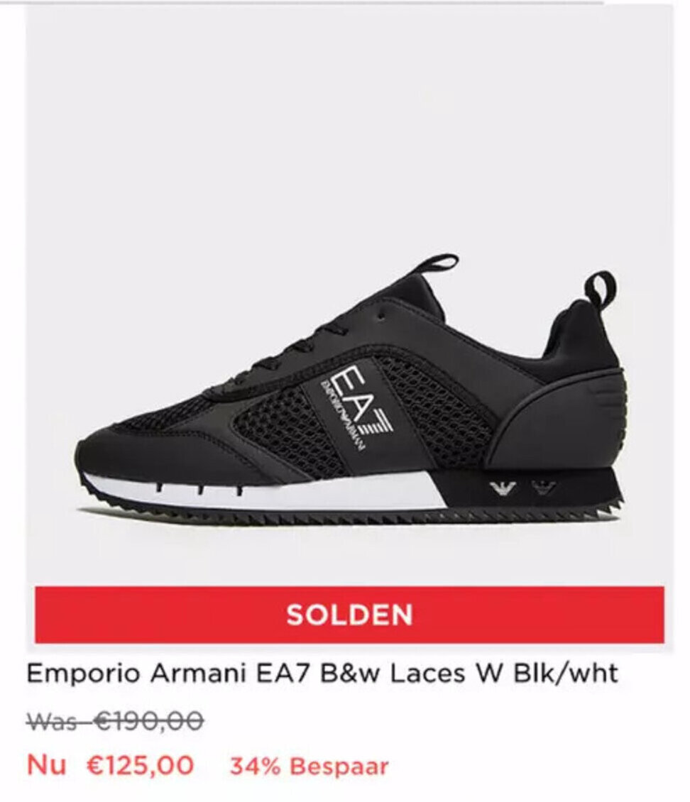 Emporio Armani EA7 B\u0026w Laces W Blk/wht promotie bij JD Sports