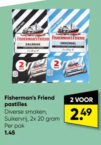 Big Bazar Fisherman's Friend Pastilles Diverse Smaken , Suikervrij 2 x 20gram aanbieding